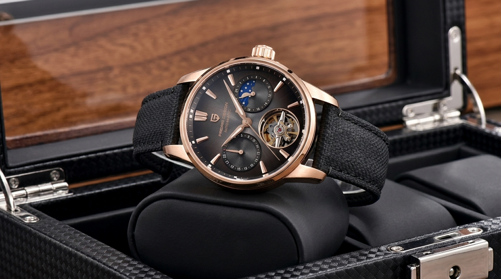 Pagani Design PD-YS021 | Rose Gold Black Strap