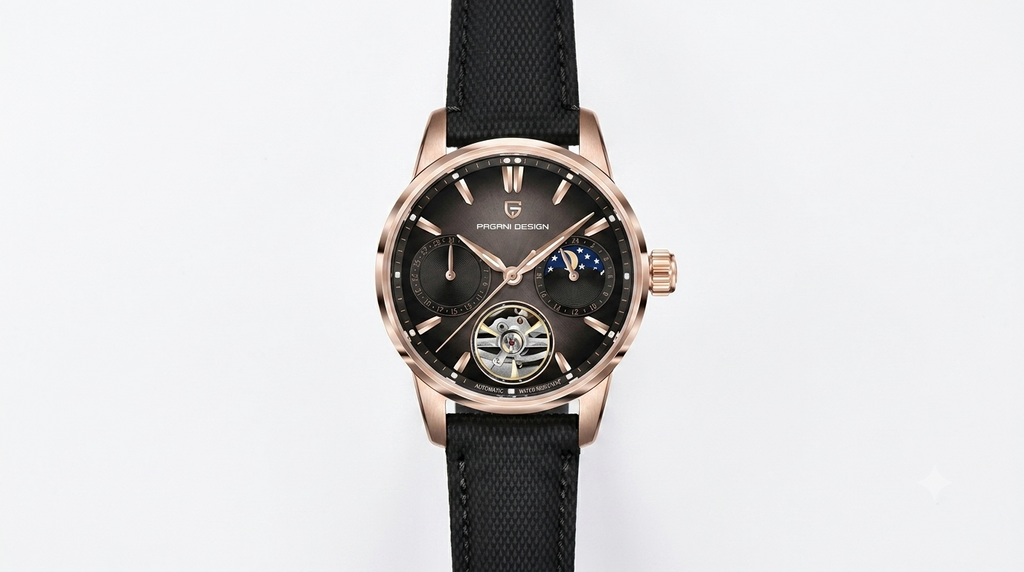 Pagani Design PD-YS021 | Rose Gold Black Strap