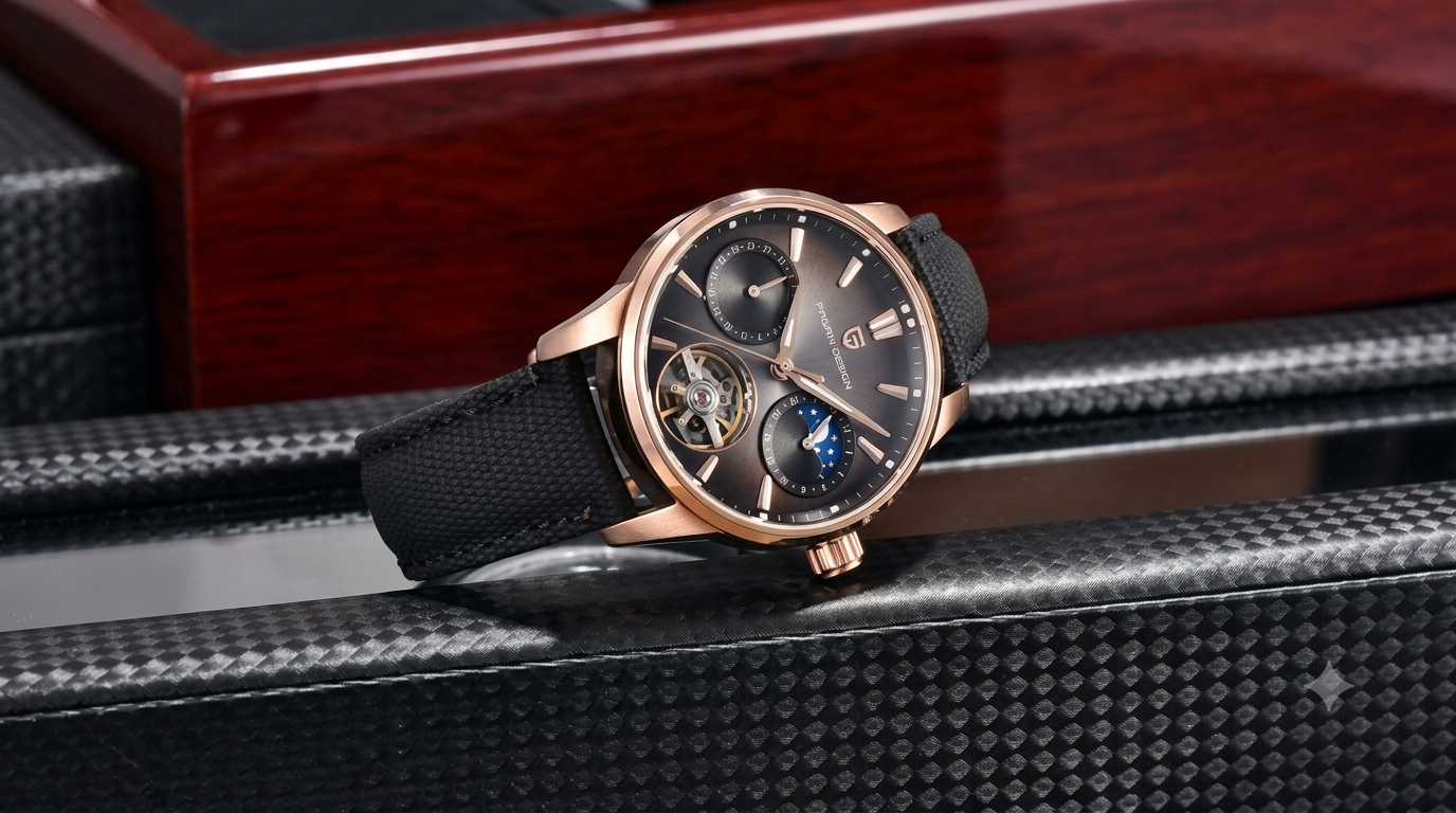 Pagani Design PD-YS021 | Rose Gold Black Strap